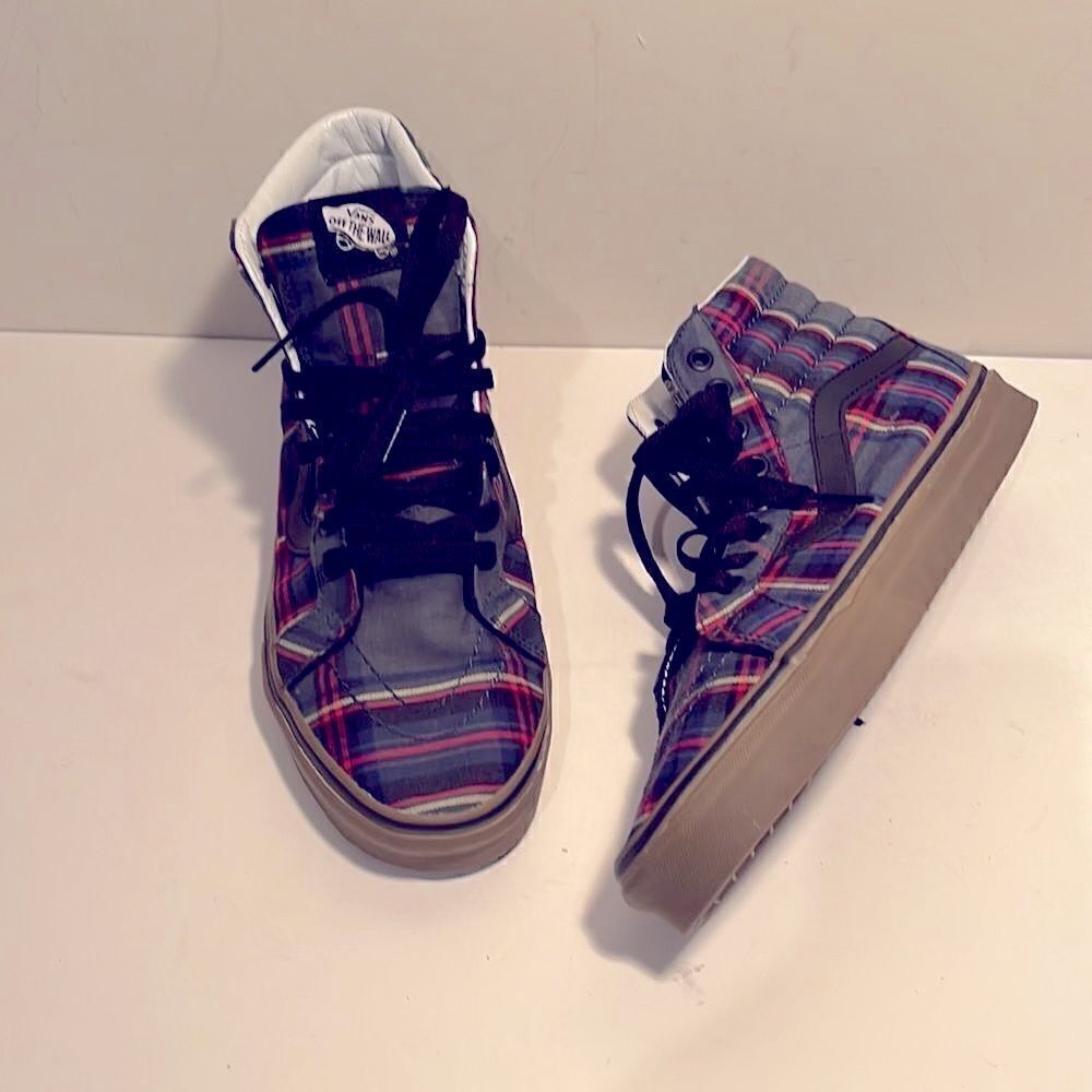 Vans hi top plaid unisex canvas sneakers